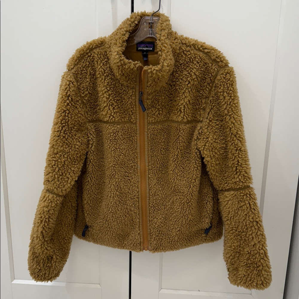 Patagonia Lunar Dusk Teddy Sherpa Fleece Jacket Caramel Tan Size M
